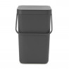 Кош за разделно събиране на боклук Brabantia Sort&Go 1003237, 25 л, Дръжка, Възможност за стенен монтаж, Тъмносив