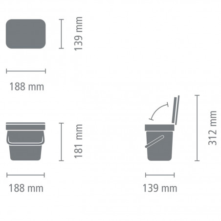 Кош за разделно събиране на боклук Brabantia Sort&Go 1003229, 3 л, Дръжка, Възможност за стенен монтаж, Тъмнозелен