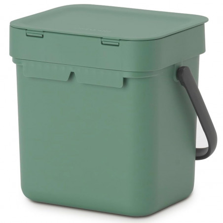Кош за разделно събиране на боклук Brabantia Sort&Go 1003229, 3 л, Дръжка, Възможност за стенен монтаж, Тъмнозелен