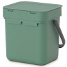 Кош за разделно събиране на боклук Brabantia Sort&Go 1003229, 3 л, Дръжка, Възможност за стенен монтаж, Тъмнозелен