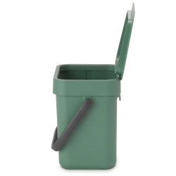 Кош за разделно събиране на боклук Brabantia Sort&Go 1003229, 3 л, Дръжка, Възможност за стенен монтаж, Тъмнозелен