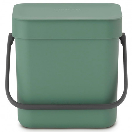 Кош за разделно събиране на боклук Brabantia Sort&Go 1003229, 3 л, Дръжка, Възможност за стенен монтаж, Тъмнозелен
