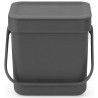 Кош за разделно събиране на боклук Brabantia Sort&Go 1003230, 3 л, Дръжка, Възможност за стенен монтаж, Тъмносив