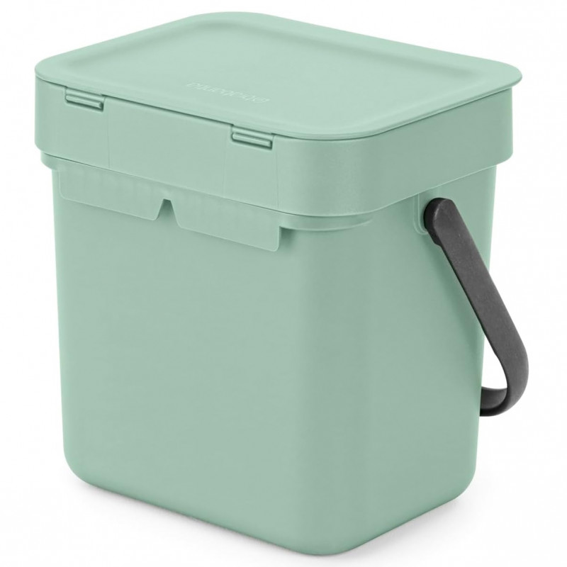 Кош за разделно събиране на боклук Brabantia Sort&Go 1005520, 3 л, Дръжка, Възможност за стенен монтаж, Светлозелен