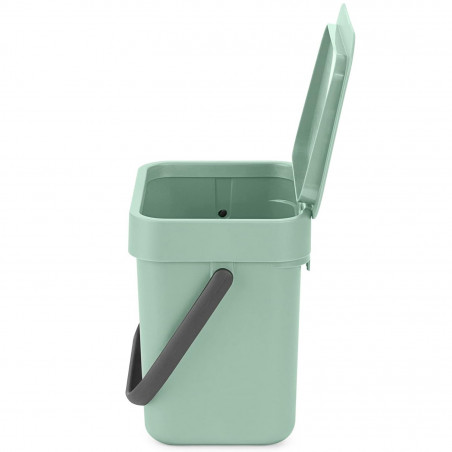 Кош за разделно събиране на боклук Brabantia Sort&Go 1005520, 3 л, Дръжка, Възможност за стенен монтаж, Светлозелен