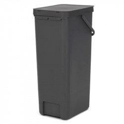 Кош за разделно събиране на боклук Brabantia Sort&Go 1004140, 40 л, Дръжка, Възможност за стенен монтаж, Тъмносив
