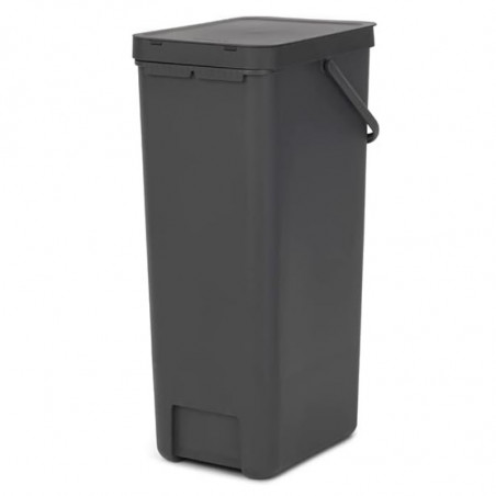 Кош за разделно събиране на боклук Brabantia Sort&Go 1004140, 40 л, Дръжка, Възможност за стенен монтаж, Тъмносив