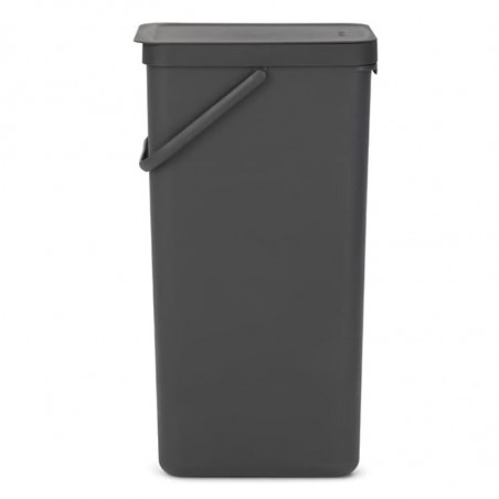 Кош за разделно събиране на боклук Brabantia Sort&Go 1004140, 40 л, Дръжка, Възможност за стенен монтаж, Тъмносив