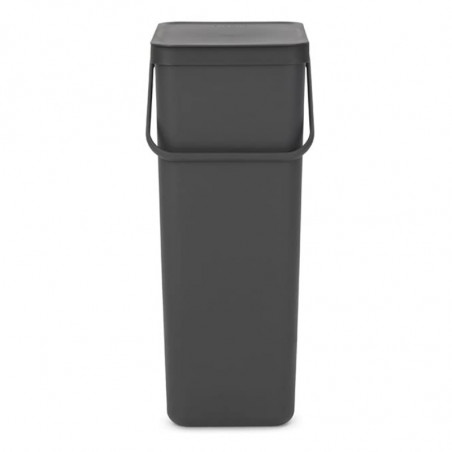 Кош за разделно събиране на боклук Brabantia Sort&Go 1004140, 40 л, Дръжка, Възможност за стенен монтаж, Тъмносив