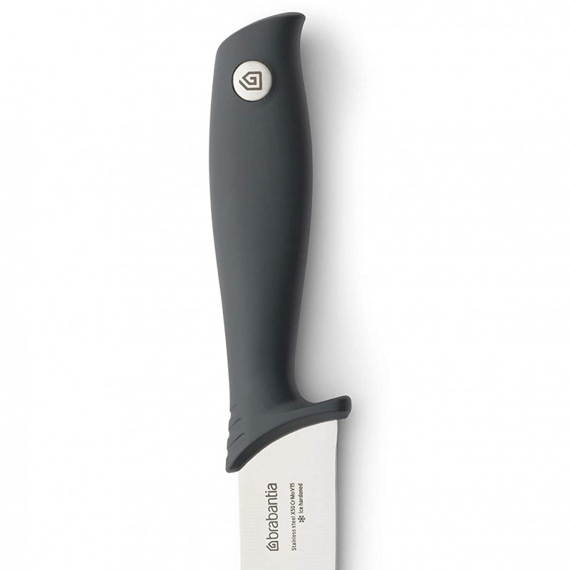 Нож за месо Brabantia Tasty+ 1001164, 20 см, Закалена стомана, Устойчив на надраскване и корозия, Тъмносив