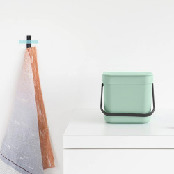 Кош за разделно събиране на боклук Brabantia Sort&Go 1005515, 6 л, Дръжка, Възможност за стенен монтаж, Светлозелен