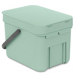 Кош за разделно събиране на боклук Brabantia Sort&Go 1005515, 6 л, Дръжка, Възможност за стенен монтаж, Светлозелен