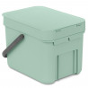 Кош за разделно събиране на боклук Brabantia Sort&Go 1005515, 6 л, Дръжка, Възможност за стенен монтаж, Светлозелен