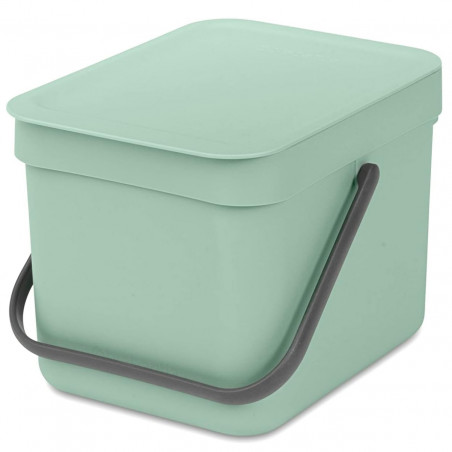 Кош за разделно събиране на боклук Brabantia Sort&Go 1005515, 6 л, Дръжка, Възможност за стенен монтаж, Светлозелен