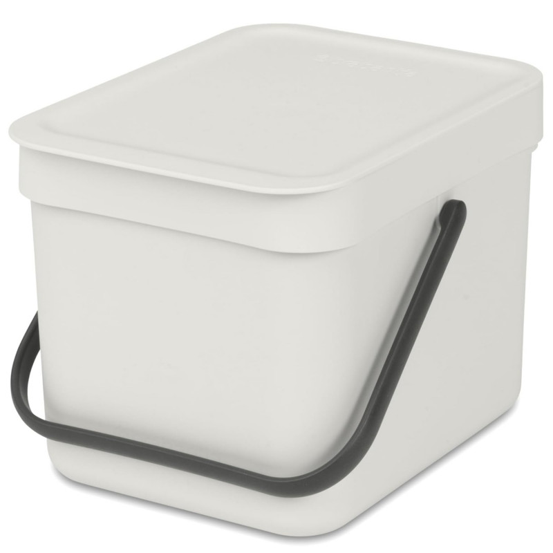 Кош за разделно събиране на боклук Brabantia Sort&Go 1005514, 6 л, Дръжка, Възможност за стенен монтаж, Светлосив