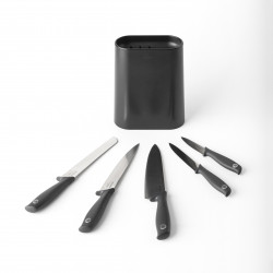 Комплект ножове 5 бр Brabantia Tasty+ 1001177, Закалена стомана, Устойчиви на надраскване и корозия, Тъмносив