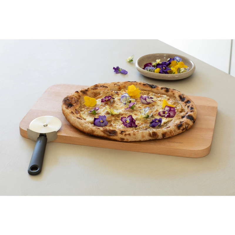 Нож за пица Brabantia Tasty+ 1008888, Предпазител, Халка за окачване, Закалена стомана, Тъмносив