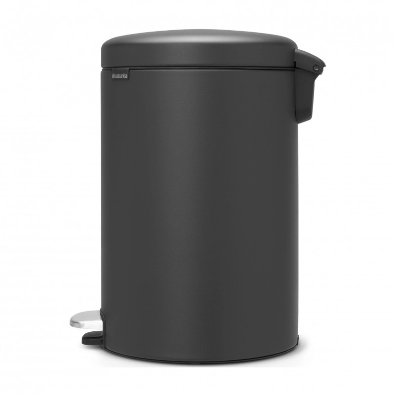 Кош за боклук с педал Brabantia NewIcon 649747, 20 л, Плавно затваряне, Противоплъзгаща основа, Минерално покритие, Тъмносив