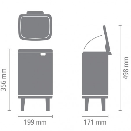 Кош за боклук Brabantia Bo Small Hi 1006639, 4 л, Повдигнат, Плавно и безшумно отваряне, Противоплъзгаща основа, Бял