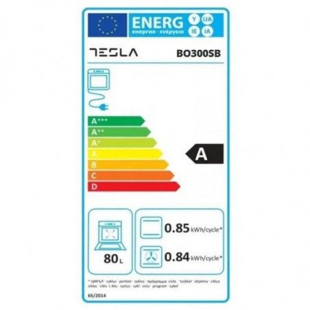 Фурна за вграждане Tesla BO300SB, 2300 W, 56 л, 5 програми, Клас А, Почистване с пара, Черен