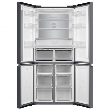 Хладилник с фризер Tesla RF5100FMBE, 250W, 511Л, Енергиен клас Е, Инвертор, Total No Frost, Metal Cooling, LED, Дисплей, Черно стъкло